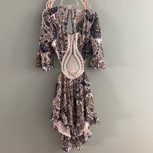 Printed open back romper